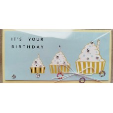 Конверт для грошей ручної роботи  з накладним елементом "It's your birthday" - КР-121У 